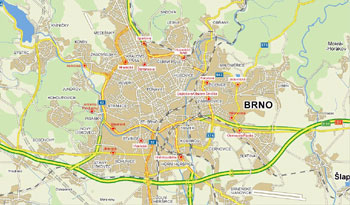 Kamery na semaforech Brno Mapa