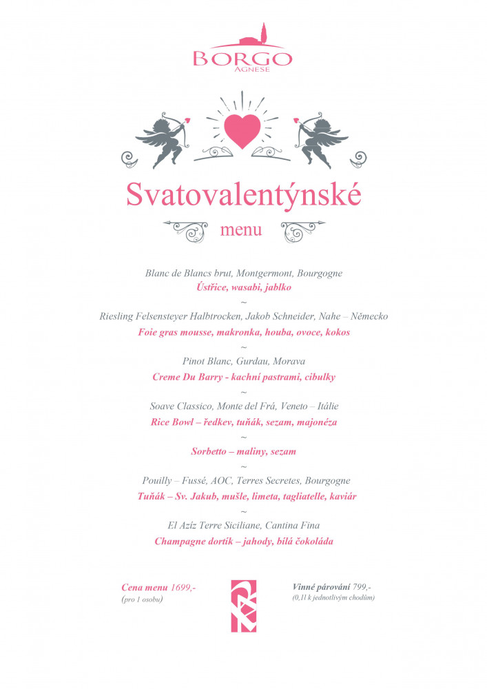 Valentýnské menu Borgo Agnes 2023